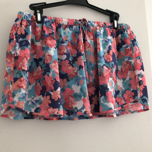 Sunsets Multi Flower Bed Pockets Seaside Skirt MED - Picture 2 of 8